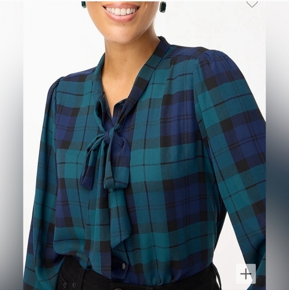 J. Crew Tops - J. Crew Womens Blue/Green Plaid Blouse